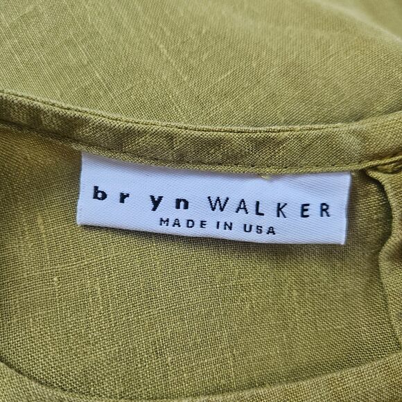 BRYN WALKER 100% Linen Tunic Small Side Slits Sleeveless Green Beachy Lagenlook - Picture 6 of 9